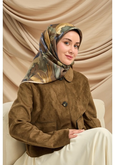 Silk Home Twill İpek Eşarp 11480-67 Kahverengi, İndigo, Fildişi, Yeşil, Gri