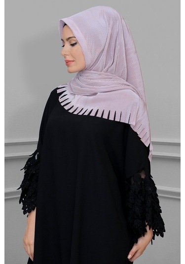 Violet Pratik Hazır Geçmeli Tesettür Eşarp Fukuro Piliseli Saçakl Çok Renkli