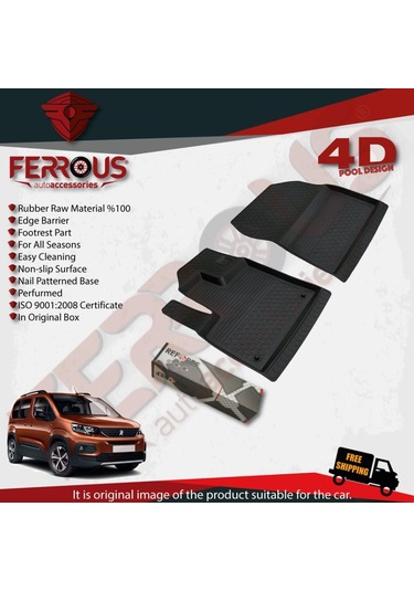 Ferrousauto Peugeot Rifter Ön Kabin Refref 4D Paspas 2019 ve Üstü Siyah