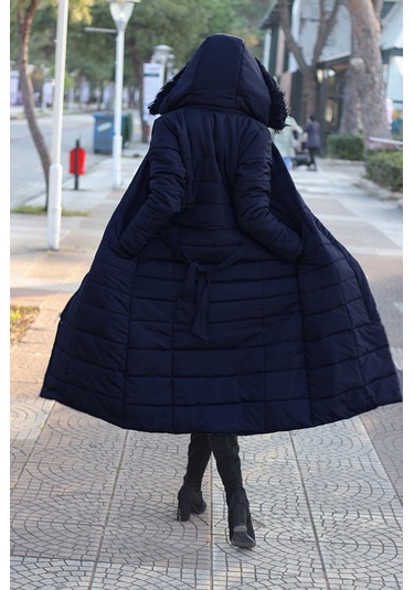 Barbora Günlük Kışlık Tam Boy Şişme Kadın Mont bt180lacivert4