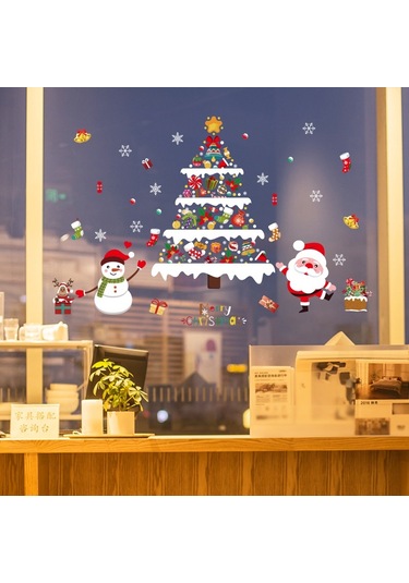 Noel Dekorasyon Çıkartmaları Sahne Düzeni Pencere Statik Çıkartmalar 60x90cm