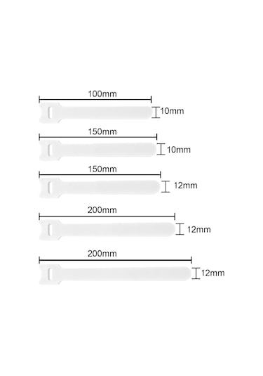 Geeksen Beyaz Nilon Bant Kordon Organizatörü - 12x250mm, Yeniden Kullanılabilir, Ofis Ve Ev İçin Kabloları Sabitleme