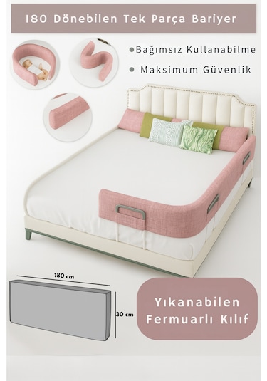 Miralay Yeni Nesil Yatak Bariyeri 180 CM Pembe