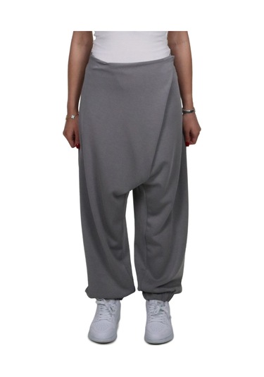 Kadın Modal Kumaş Yumuşak Dokulu Gri Şalvar Pantolon Gri