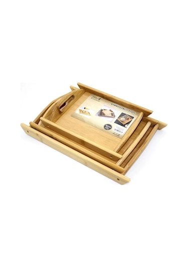 3'lü Bambu Tepsi Alk2167 Renkli Çok Renkli