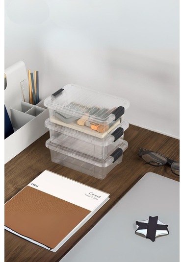 6 Lı Şeffaf Saklama Kutusu & Düzenleme Kutusu 1 Lt Şeffaf