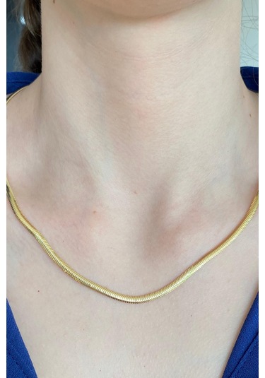 Zümrüt Sarraf 14 Ayar Yeşil Altın Kadın Tondo Ezme Zincir Kolye N11.47503