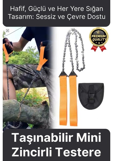 Çok Amaçlı Saplı Taşınabilir Güçlü Dayanıklı Ergonomik Hafif Çantalı Mini Manuel Zincirli Testere