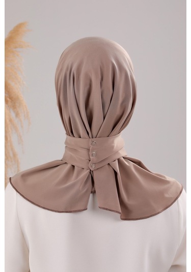 Kadın Tesettür Pratik Çıtçıtlı Sandy Fular Hazır Deniz Havuz Uyumlu Bone Vizon Vizon