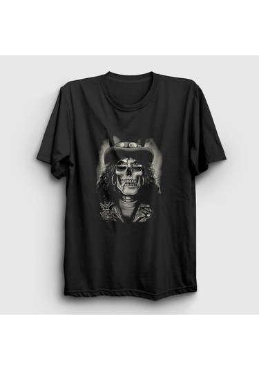 Presmono Unisex Skull Guns N' Roses Slash T-shirt Siyah