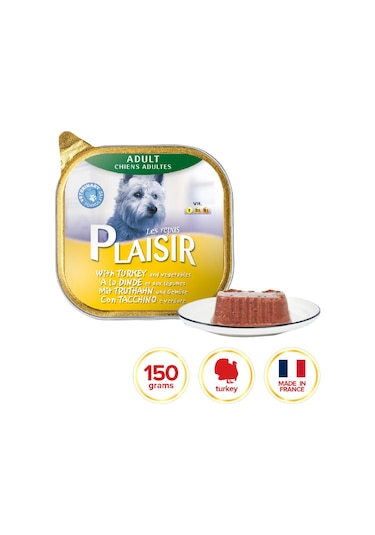 Plaisir Hindi Etli Pate Konserve Yetişkin Köpek Maması 150 G
