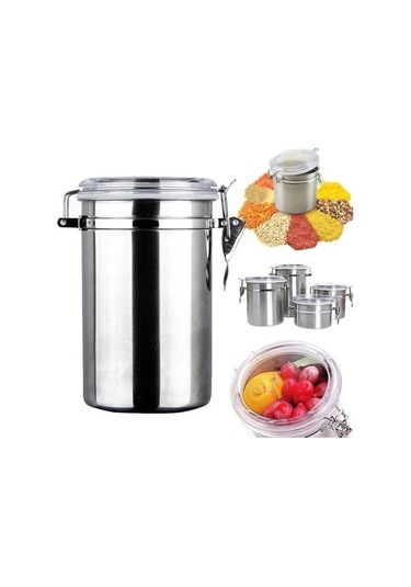 Pazly 1 Adet Paslanmaz Çelik Mühürlü Teneke Kutu Depolama Şişeleri 10x16 Cm Kahve Unu Şeker Konteyner Tutucu Ev St Gümüş