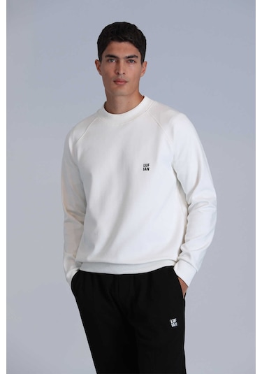 Lufian Erkek Grant Sweatshirt 112030154 Kırık Beyaz Kırık Beyaz