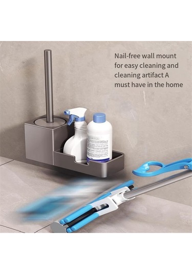 Delinmeyen Tuvalet Fırçası Tutucu, Raflı, Ev Tipi Tuvalet Fırçası Siyah