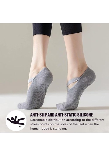 Moveevo Kadınlar İçin 5 Çift Yoğun Spor Çorabı: Pilates Ve Yoga İçin Dışarıdaki Topukları Koruyan Düz Renk Ev İçi Çoraplar Diğer