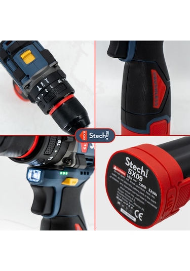Stechend SX17 2 x 2.0 16V 2.0Ah 50Nm Akülü Kömürsüz Darbeli Matkap
