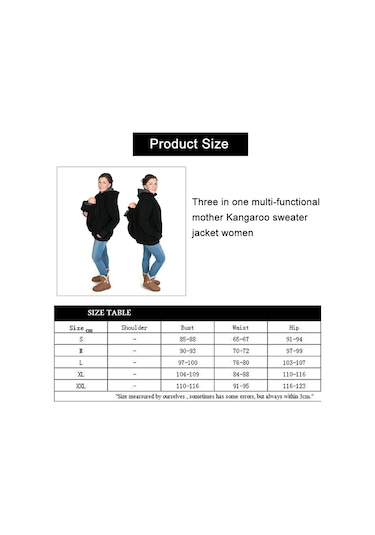 Üçü Bir Arada Çok Fonksiyonlu Anne Kanguru Fermuarlı Kapşonlu Ceket Ön Kapaklı Beden: Xl, Göğüs: 104-109cm, Bel: 84-88cm, Kalça: 110-116cm Kırmızı Kırmızı