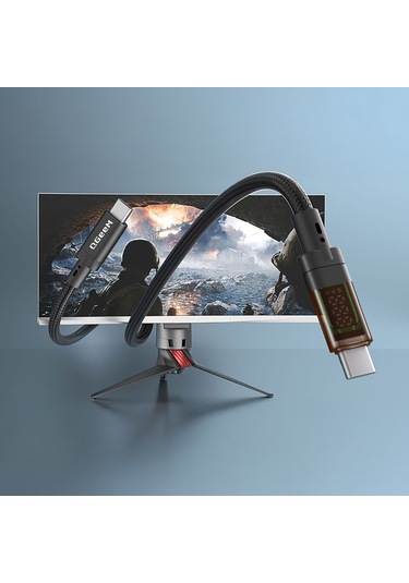Qgeem Qg04 Dijital Led Göstergeli Type-c To Type-c Pd 40g 8k 60hz Data Kablosu 240w 1m Siyah