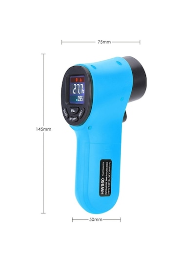 Ganzhoushop Termometre Temassız Tabancası Sıcaklık Pirometre Mavi Lcd Lazer Kızılötesi Hw550 Endüstriyel Dijital - İv