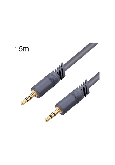 Rogfer Jınghua A240 3.5mm Erkek Erkek Ses Kablosu Cep Telefonu Araba Stereo Mikrofon Bağlantı Teli, Boyut: 15m Gri