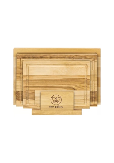 Elan Gallery Kesme Tahtası 3 Adet, Standlı 234251396 Kahverengi