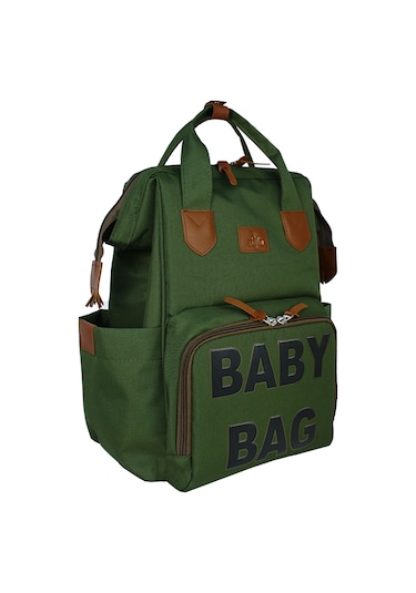 Stylo Monaco Baby Bag Baskılı Anne Bebek Bakım ve Sırt Çantası Haki