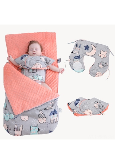 Maiyame Bebe Uyku Çantası - Pamuklu Bebek Battaniye, Çekmeceli Tasarım, Kol Ve Karın Bağı, Kelebek Desenli, Yorgan Değiştirme Kolaylığı, Sonbahar-kış Isısı, Bebek Arabası Battaniyesi Turuncu