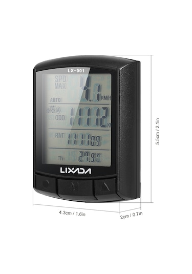 Lixada-bisiklet Bisiklet Bilgisayar Bisiklet Kilometre-kablolu Yb19733-2 Siyah
