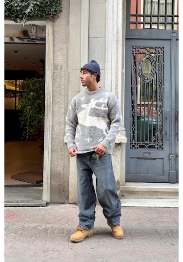 Flaw Çizgili Baggy Jean İndigo İndigo