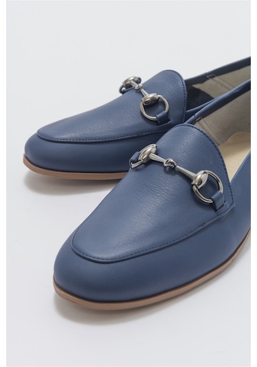 Luvishoes F03 Lacivert Cilt Kadın Babet Lacivert
