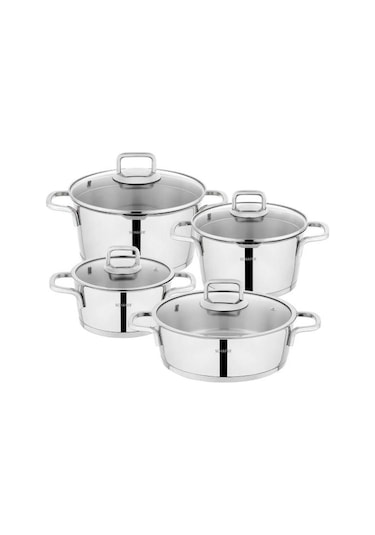 Schafer New Stahl Çelik Tencere Seti 8 Parça-inox