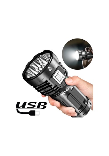 Led El Feneri Cob Yan Işık Usb Şarj Edilebilir El Feneri Açık Taşınabilir Lamba 4 Modu Kamp Yürüyüş Balıkçılık Avcılık İçin Su Geçirmez Işık Siyah