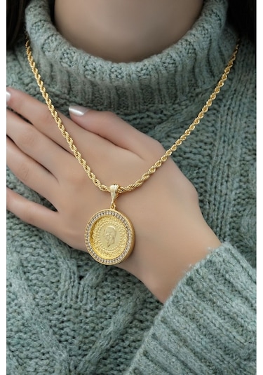 Tam Altınlı Halat Kolye