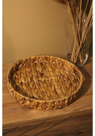 Hasır Su Sümbülü Yuvarlak Tepsi Küçük Boy Organizer Düzenleyici Diğer