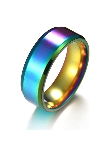 Çok Renkli Erkekler İçin Moda Takı Ayna Paslanmaz Çelik Yüzük 10 Çok Renkli