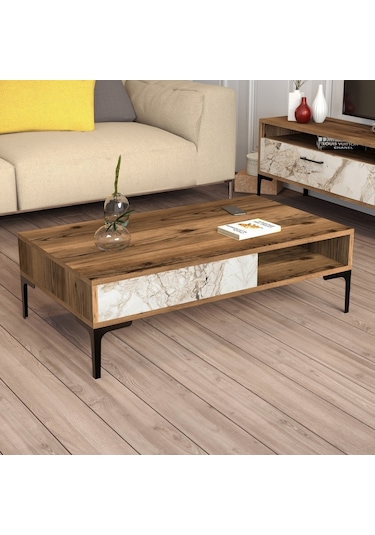 Variant Istanbul Orta Sehpa - Ceviz / Beyaz Mermer