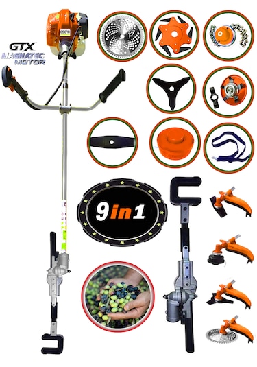 Eisenn 2000 Seri Yan Tip Benzinli Motorlu Tırpan + Zeytin Badem Hasat Makinesi 10 Parça Özel Set