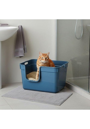 Herniks Tanos Yarı Açık Kedi Tuvaleti 54x40x32 - Mavi