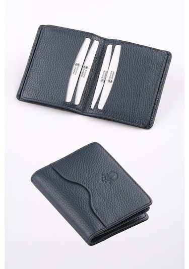 Ancora Leather Hakiki Deri Kartlık-26207 Lacivert
