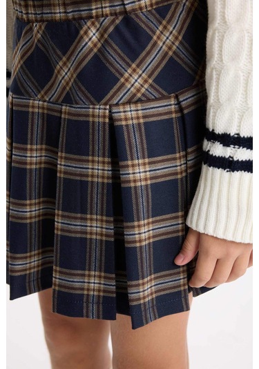 DeFacto Kız Çocuk Kareli Kolej Etek D3946A824WNNV95 Lacivert