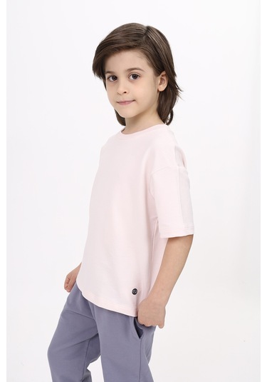 Toontoy Unisex Çocuk Baskılı Tişört Pudra