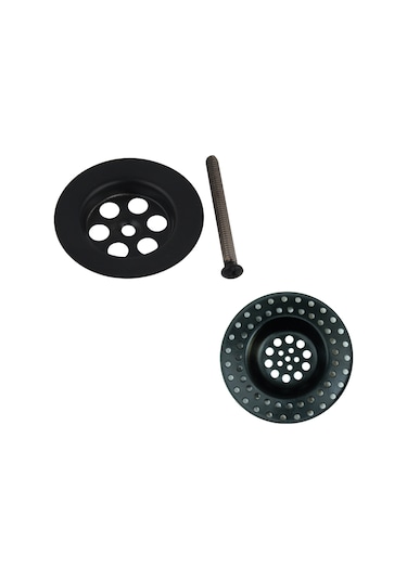 Siyah Lavabo Süzgeci Ve Seyyar Süzgeç Çöp Tıkacı Siyah