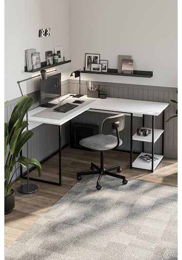 Bofigo Çalışma Masası Ofis Masası Köşe Masa Bilgisayar Masası Odin Beyaz Bofigo Çalışma Masası Ofis Masası Köşe Masa Bilgisayar Masası Odin Beyaz