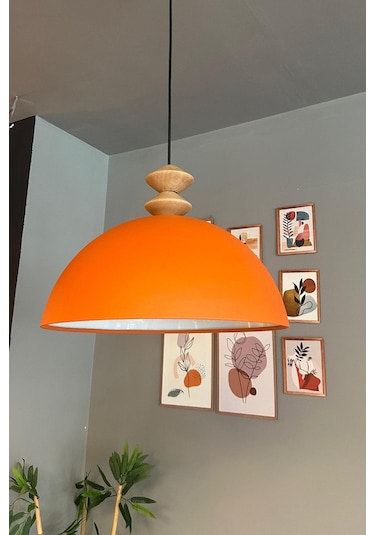 Linate Turuncu Q Kafa Başlık Avize Tekli Sarkıt Salon Kuaför Dekoratif Aydınlatma Turuncu