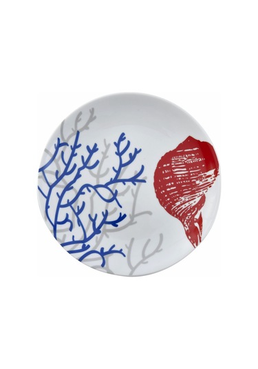 Mercan Desen 4 Lü Set Beyaz - Mavi