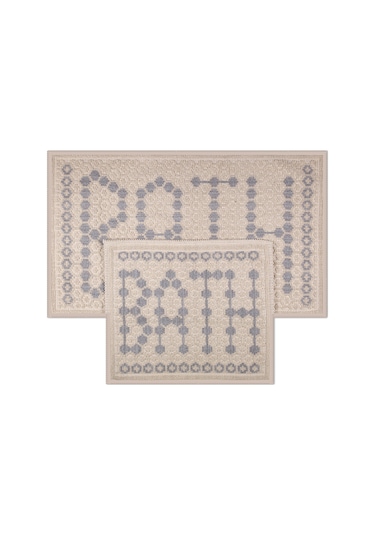 Bath Doğal Pamuklu 2'li Banyo Paspas Seti 60x100+50x60 Cm Gri Gri
