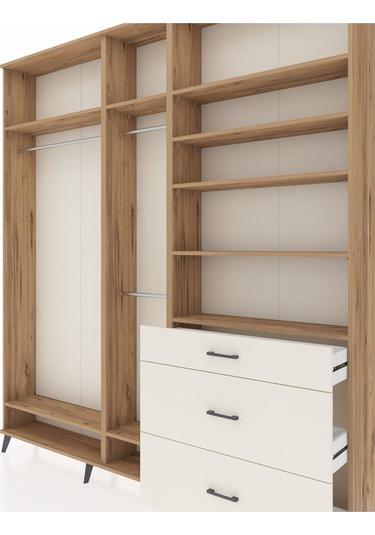 Arges Dolap 9 Raflı 3 Çekmeceli 3 Askılı 220x30x243 Çam-çam/aytaşı Atlas Çam/aytası