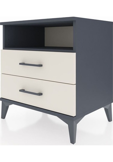 Hyperion Komodin Tek Raflı 2 Çekmeceli 60x44x64 Antrasit-aytaşı Antrasit