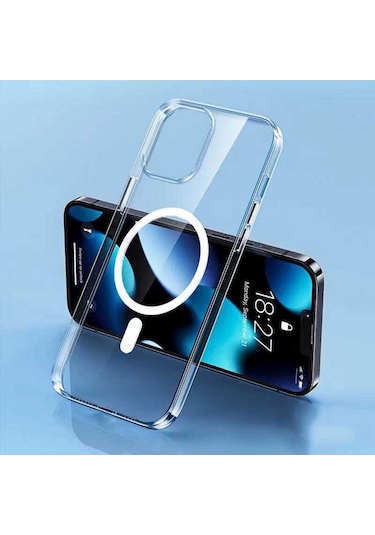 İphone Uyumlu 11 İçin Kılıf Kamera Korumalı Magsafe Wireless Şarj Özellikli Şeffaf Kılıf Şeffaf