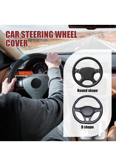 Jeehugo Kabuk Deri 37-38cm Evrensel Direksiyon Kılıfı - Karbon Fiber Desenli, Soluklastırıcı, Kaymazsız, Koruyucu, Yeşil Yeşim Rengi Koyu Yeşil